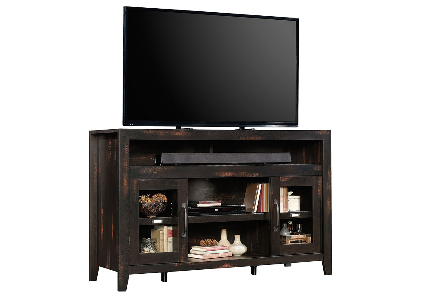 Dakota Pass Pine Entertainment Credenza w/Fireplace,Sauder